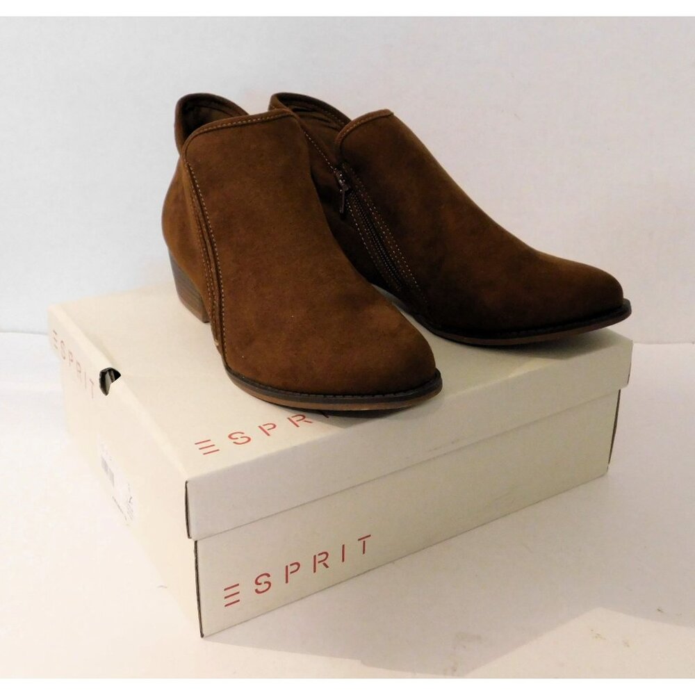 Esprit Hunter Wood Fashion Boots Womens Size 10 Brown Heeled Bootie Faux Suede